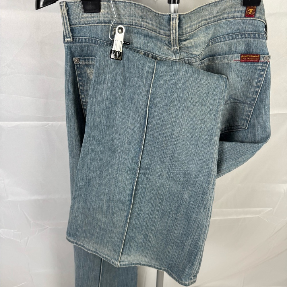 Vintage 7 For All Mankind Low Rise Flare Jeans 29 Y2K Light Wash Made in USA - Picture 6 of 13